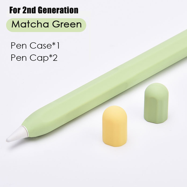 Stylus Cover Silicone Pen Case For Apple Pencil 1 2 Color Matching Stylus Protective Case Non-slip Anti-fall iPad Pen 2 1 Cover: Pencil 2nd Green