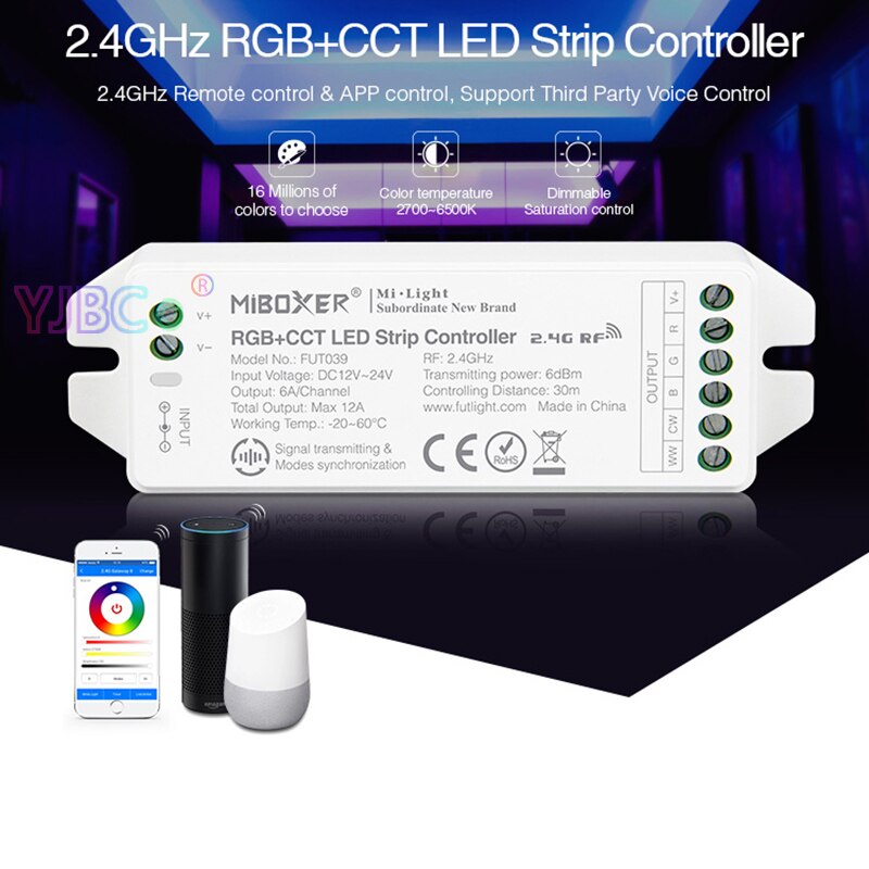 Miboxer rgb+cct led strip light controller, fut 039 ( uppgraderad ) 2.4 ghz  dc12v ~ 24v led lampa tejpdimmer