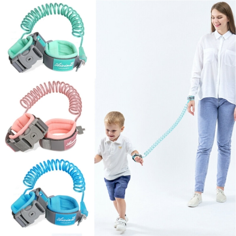 Kind Safety Harness Leash Anti Lost Polsband Strap Link Trekkabel Voor Baby Peuter Kids Outdoor Wandelen Verstelbare Riem