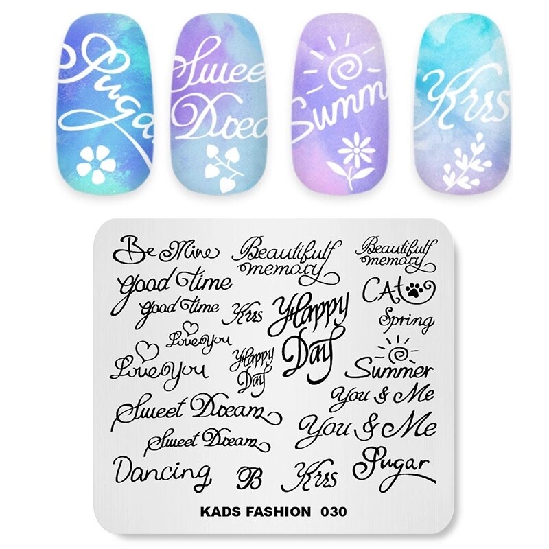Nail Art Stamp Template Words Letter Small Patterns Nail Stamping Plate DIY Image Printing Plate Stainless Steel Stencils