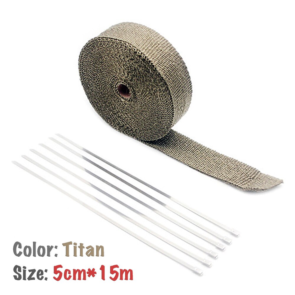 Universal Thermal tape for exhaust manifold (Muffler) to 1200 degree, flame retardant tape (5 cm * 5 m/10 m/15 m): 5cm x 15m Titan
