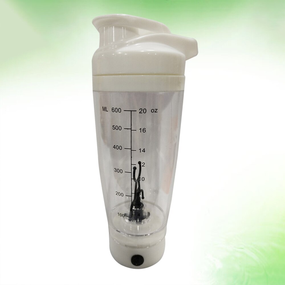 1 Pc Protein Shaker Bottle Vortex Mixer Tornado Shaker Cup 600ml Automatic Portable Battery Operated Stirring Shaker: White