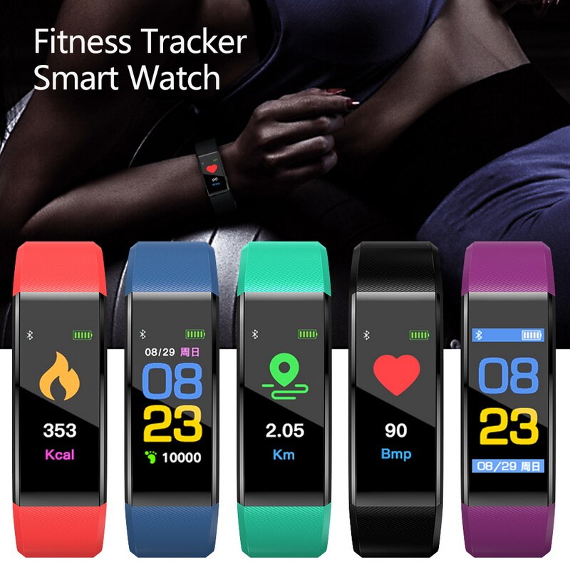 115 Plus Kleur Screen Sport Stappenteller Horloge Smart Band Fitness Tracker Bluetooth Waterdicht Smart Armband Voor Mannen Vrouwen