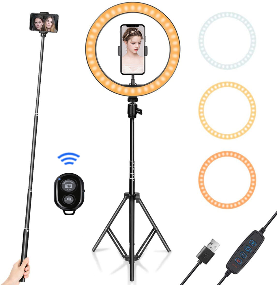 Carga USB Flash de Anel de Luz Portátil Levou Câmera Do Telefone Selfie Enhancing Fotografia Ringlight para todo o Telefone Móvel Rodada luz