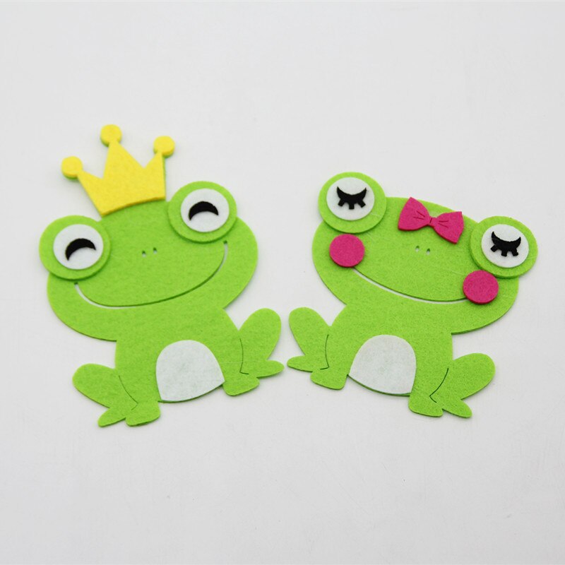 3mm fieltro de corte formas de búho pegatina DIY artesanía decoración de la habitación de los niños adhesivos para pared jardín de infancia decoración manualidad de fieltro Juguetes: 1 Pair Frog