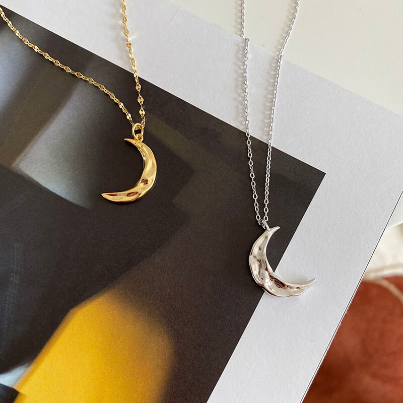 Zilver Kleur Onregelmatige Crescent Moon Ketting Voor Vrouwen Sleutelbeen Ketting Hanger Kettingen Sieraden