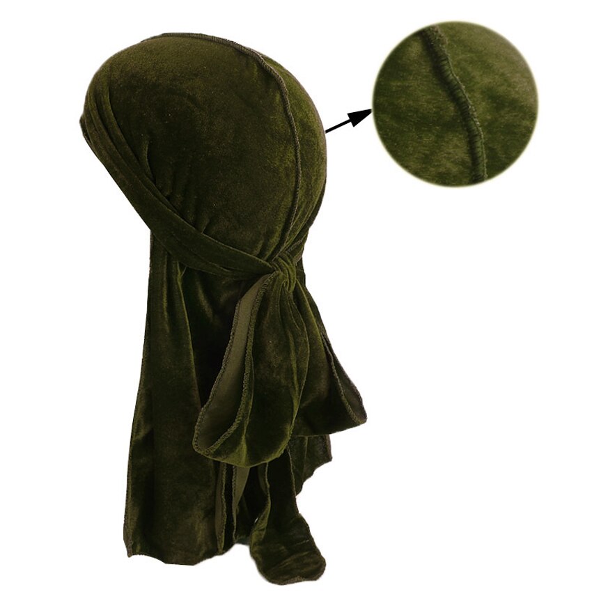 Sombrero de pañuelo de terciopelo para hombre y mujer, turbante transpirable, gorros para quimio, sombrero de pirata, accesorios para el cabello, Unisex,: Army Green