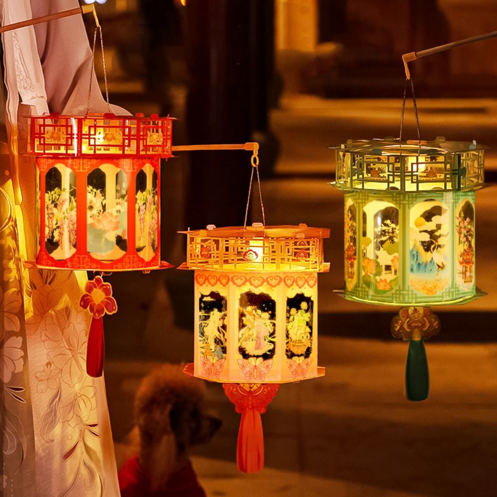 Cartoon Snake Year Lantern Handmade Chinese Style Portable Luminous Lantern Traditional PVC Projection Lantern Lantern Festival