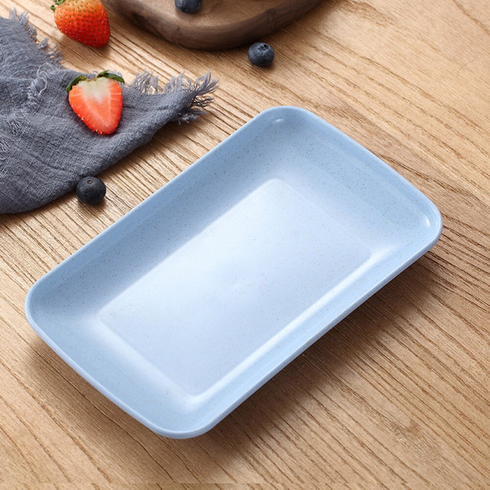 4pcs Dinner Plate Rectangle Food Grade Practical Lightweight Dinner Dish for Hotel