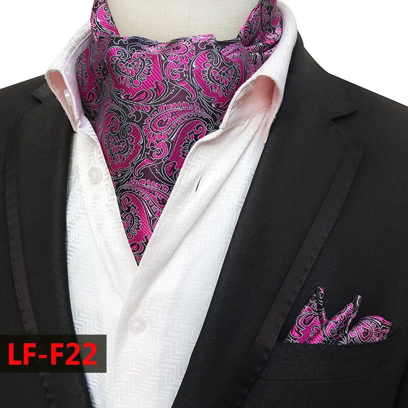 Mans Vintage 100% seda Ascot corbata set de bolsillo a cuadros de lujo Mans Paisley flor corbata pañuelo para hombres