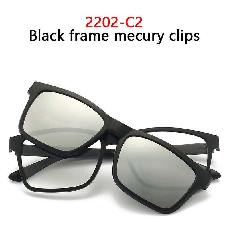 Lunettes de soleil magnétiques à Clip et monture de lunettes optiques 6 en 1, ensemble de lunettes polyvalentes polarisées ou à Vision nocturne pour femmes et hommes, 2202: Rouge