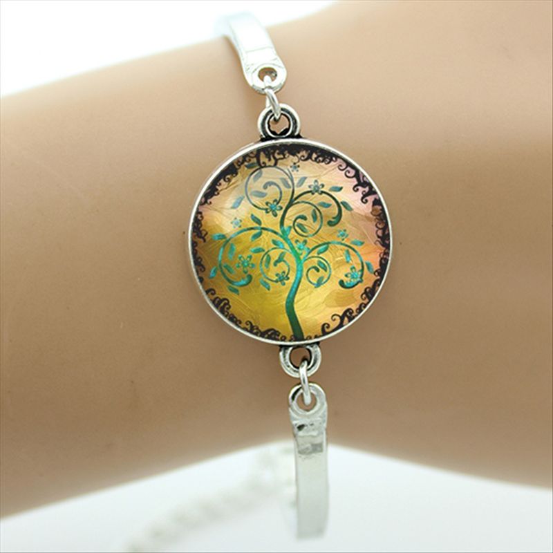 TAFREE Brand Gustav Klimt Tree Of Life Bracelet Silver-Plated Glass Dome Art Picture Bangles Men Jewelry D937: D963