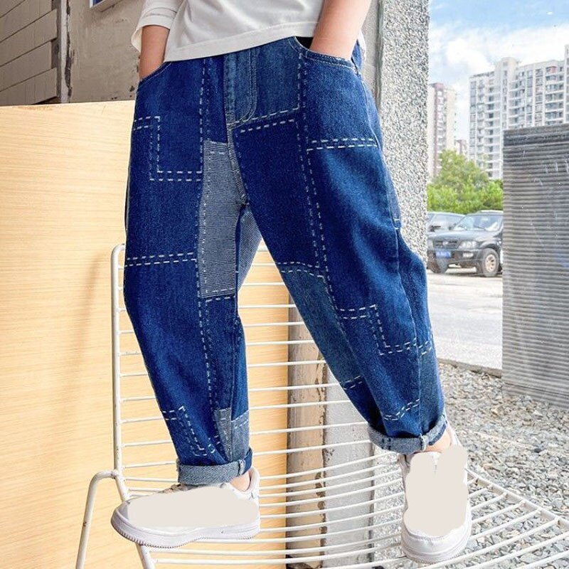 Jeans grande taille pour garçons, pantalons en Denim pour enfants, collection automne et printemps: blue / 14