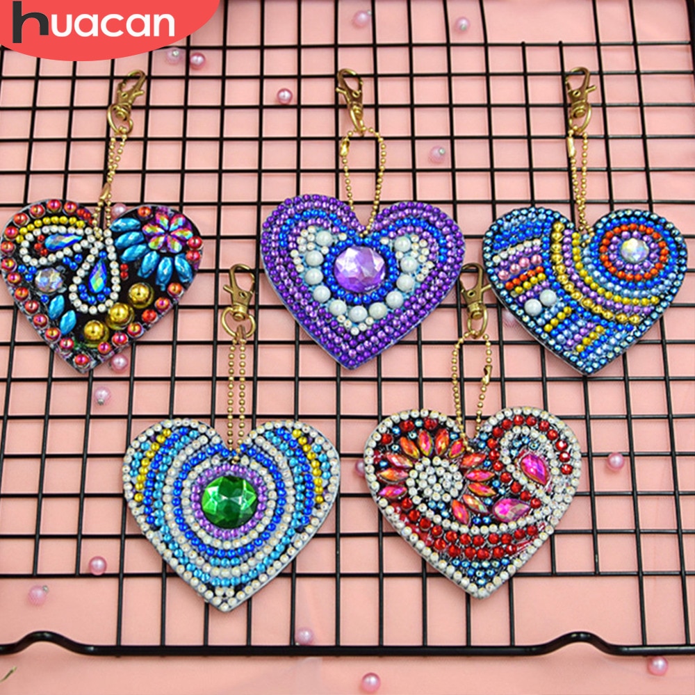 HUACAN porte-clés de bijoux peinture diamant | broderie diamant, sac de dessin animé, décorations bricolage, pour main
