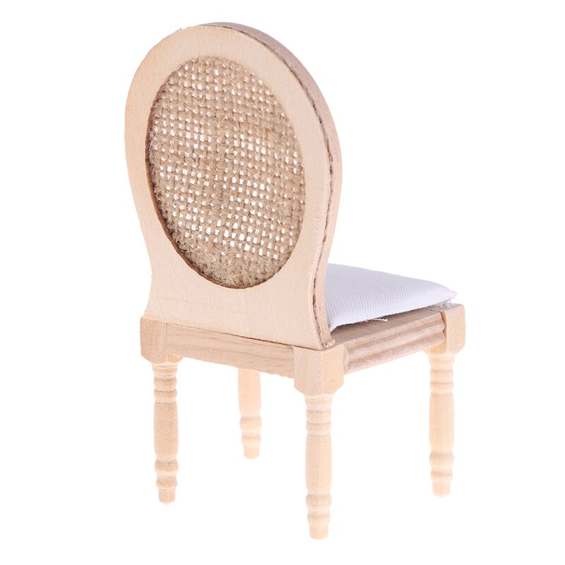 1/12 Dolls Miniature Furniture Wooden Unpainted Dining Chair for Dollhouse Decor pretend play toy Furniture Toys kid toy