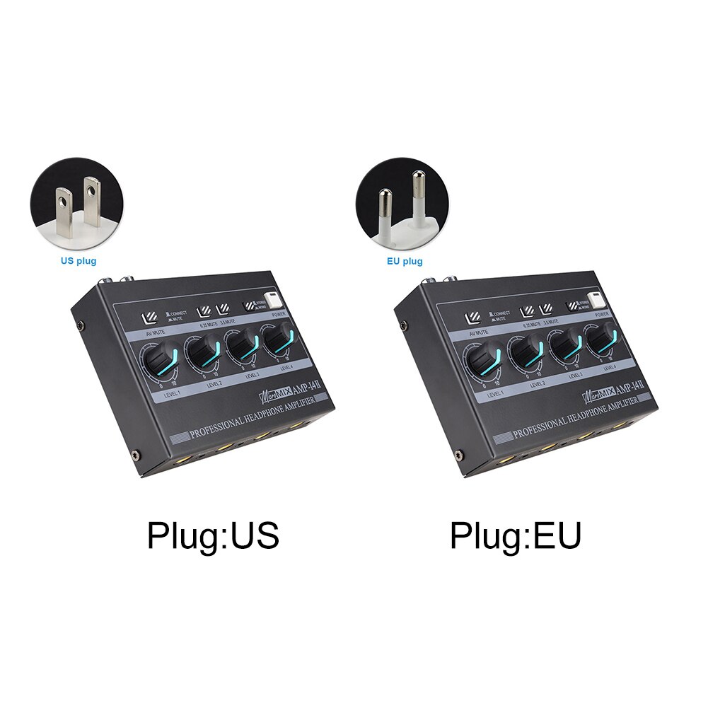 UNS/EU Stecker Kopfhörer Verstärker Stereo Audio- Rührgerät Ultra Kompakte 4 Kanäle Splitter 6,35mm 3,5mm