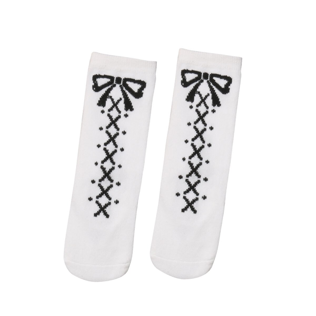 Newborn Infant Kids Baby Girls Stockings Bandage Bowknot Printed Tights Mid-calf Length Winter Warn Sets: White / 0 to 1T