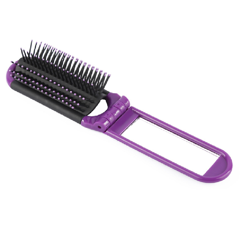 Cepillo de pelo plegable portátil con espejo, peine de viaje compacto, monedero de tamaño bolsillo, nueva , 1 unidad: YELLOW