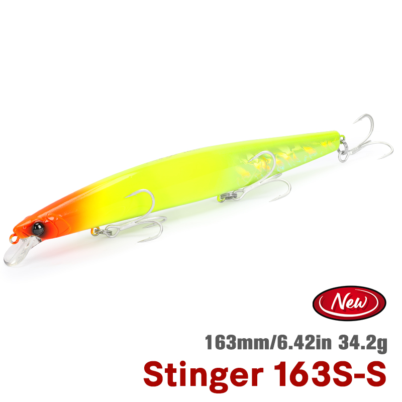 TSURINOYA STINGER 163S Inshore Fishing Sinking Minnow Lure 163mm 34.2g Ocean Beach Fishing Hard Bait For Seabass Flounder Picua: Clear