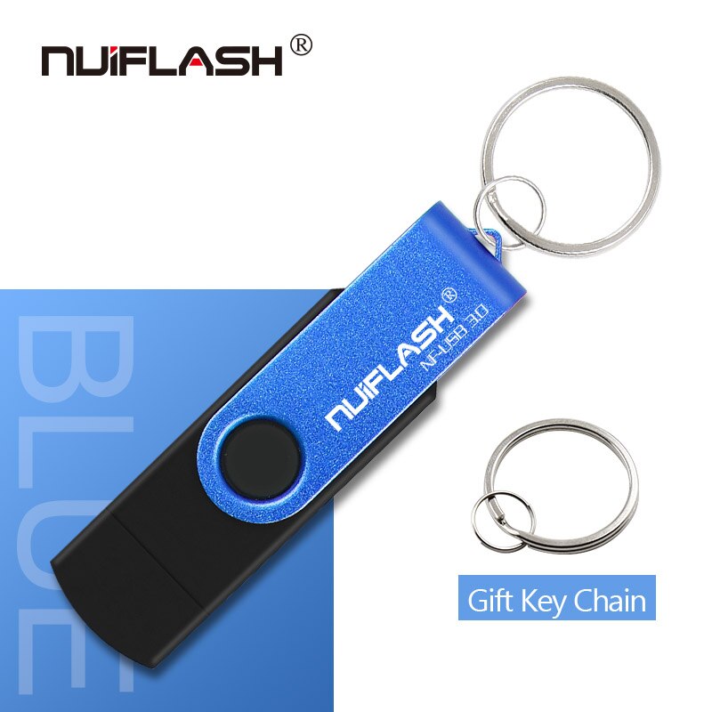 Nuiflash Metalen Usb 3.0 flash drive mini usb stick pen drive 16gb 32gb 64gb 128gb usb3. 0 pendrive Hoge Snelheid usb flash disk: 16GB / BLUE