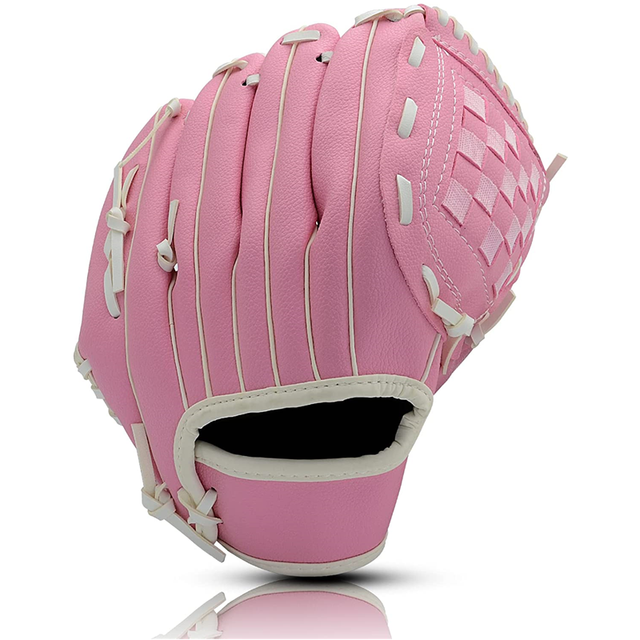 Outdoor Baseball Handschoen Maat 9.5/10.5/11.5/12.5 Softbal Sport Praktijk Apparatuur Linkerhand Voor Man Vrouw volwassen Kind Training: pink / 9.5 Inches