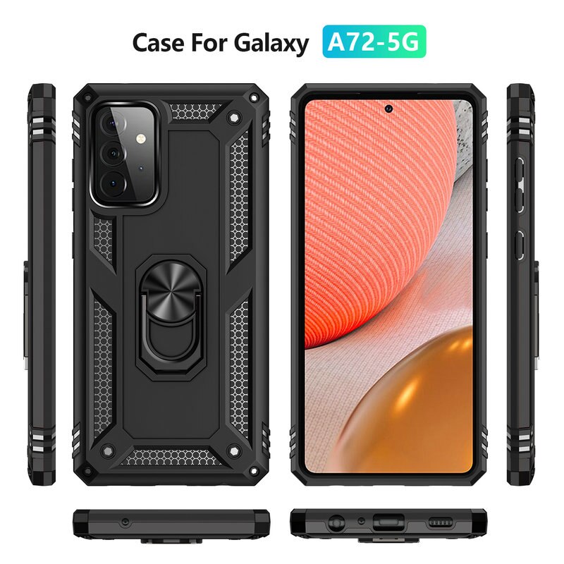 Funda rígida con anillo de Metal para Samsung Galaxy A72, 5G, 4G, SM-A726B, A725F, carcasa protectora