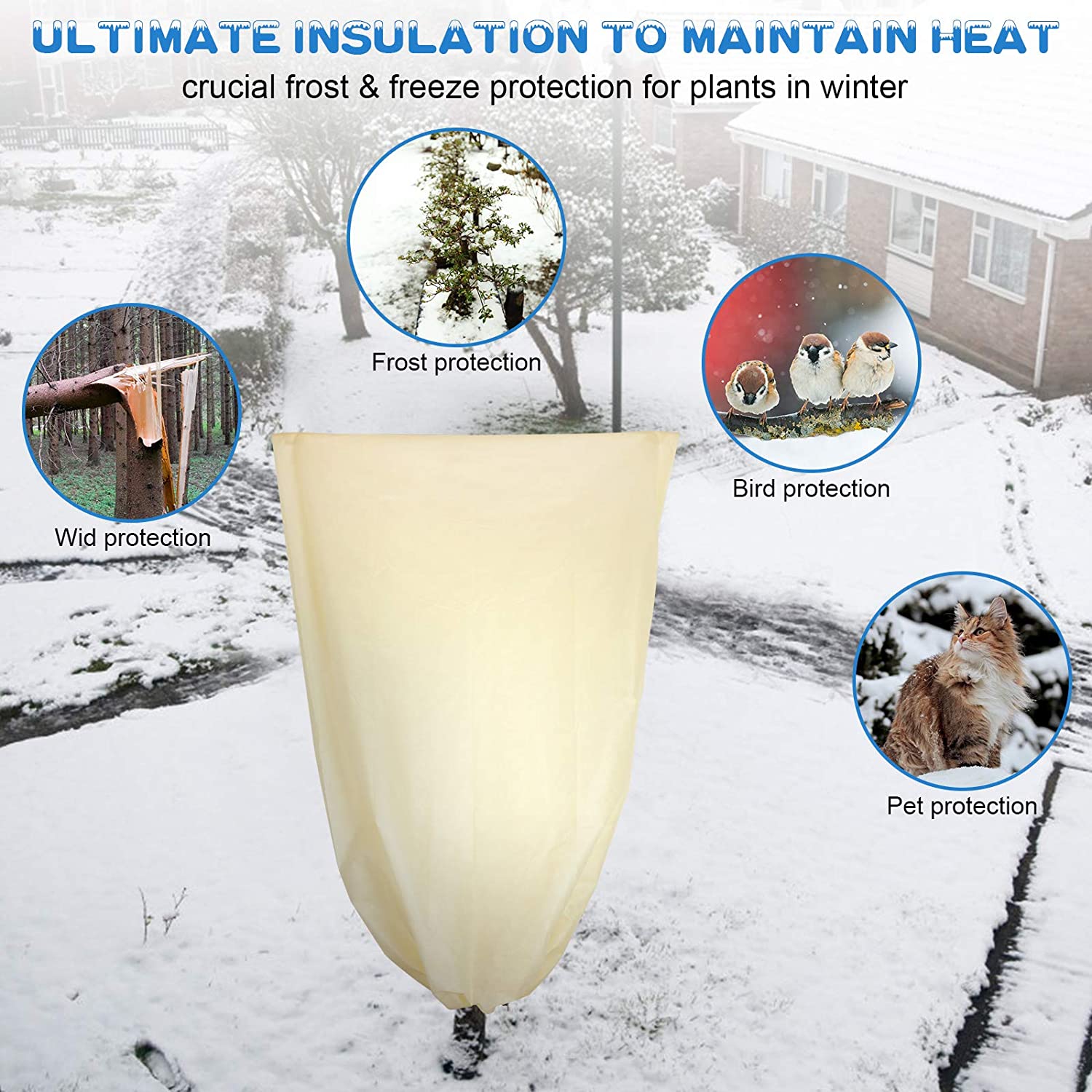 Mascarilla de protección anticongelante para plantas, manta cálida de invierno, para invernadero, para exteriores, 2 unidades