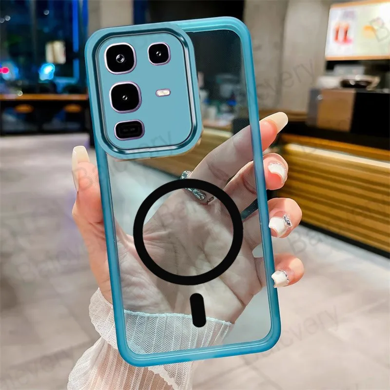 Coque de protection Anti-chute pour appareil photo Infinix Note 50 4G Pro + Plus 50S 50X, coque arrière en TPU avec autocollant magnétique: Cuir / Clair