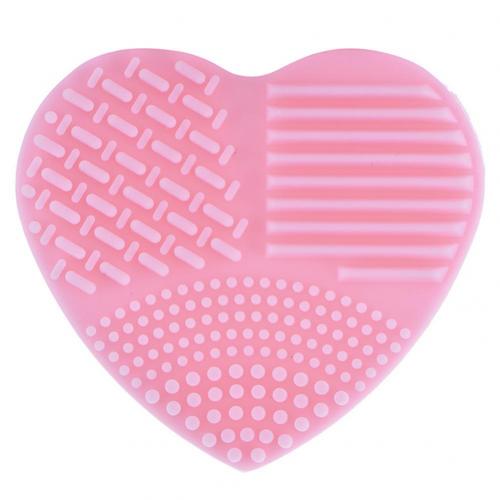 Love Heart Wash Cosmetic Brushes Cleaner MakeUp Washing Brush Gel Cleaning Mat Silicone Foundation Makeup Tool Cleaning Scrubber: Pink