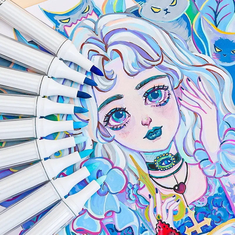 Conjunto de marcadores de tinta acrílica languo 144 cores marcadores de arte pintura desenho caneta graffiti para pedra disco cartão sapato vidro arte suprimentos