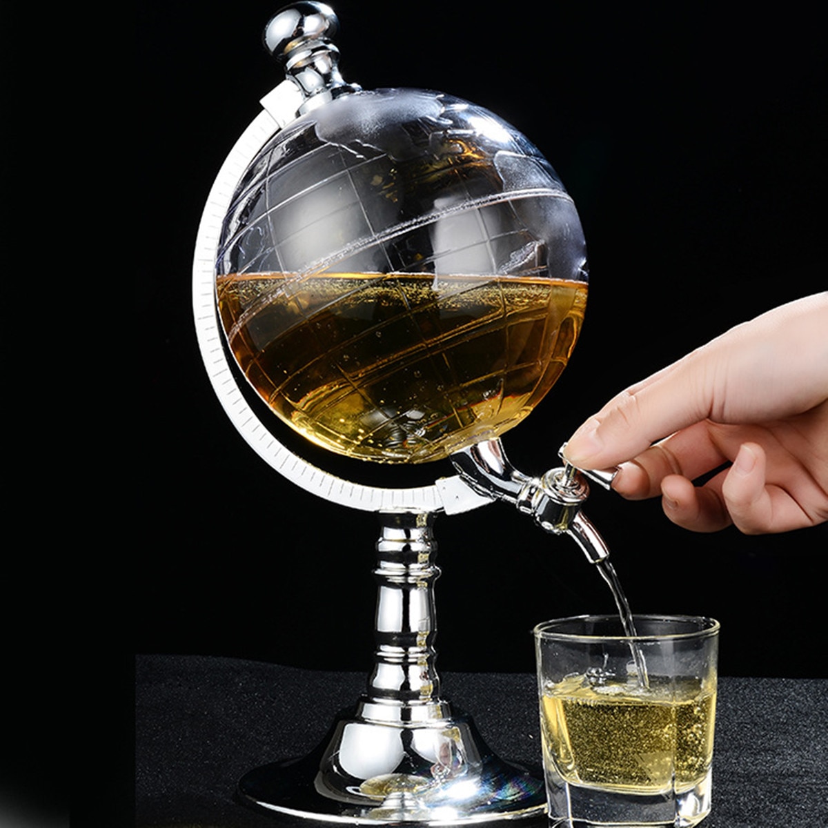1000cc Globe Shaped Beverage Liquor Dispenser with Funnel Clear Drink Wine Beer Pump Decanter Tap Home Night Club Beer Tool