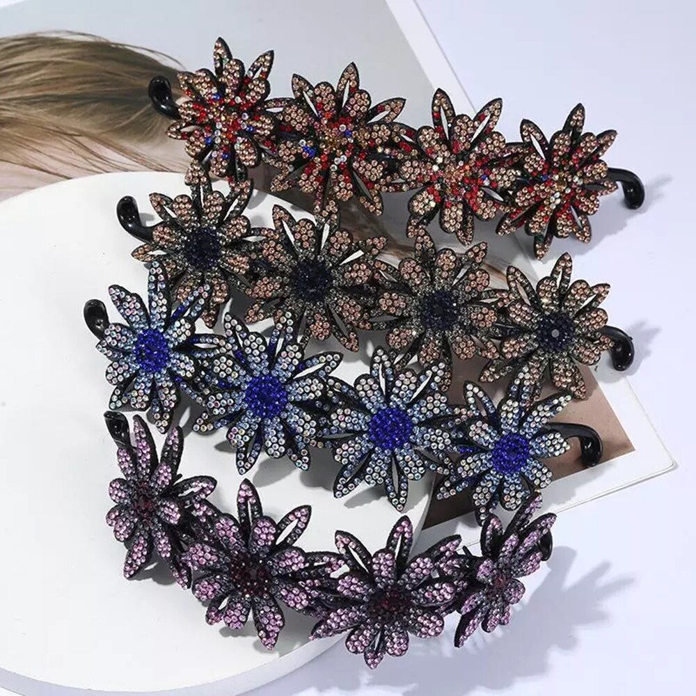 Koreaanse Rhinestone Haar Broodje Maker Klauwen Kooi Vrouwen Crystal Hair Clips Haarspelden Paardenstaart Houder Hoofddeksels Haar Accessoires