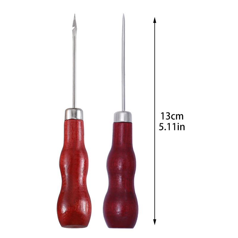 KRABALL-punzón de punzonado de cuero con mango de madera, herramienta de costura para bricolaje, costura hecha a mano, zapatos, bolsa, herramienta de reparación: Borgoña