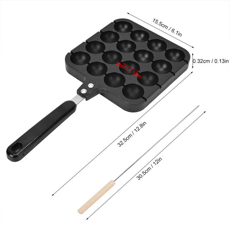 16 Gaten Non-stick Takoyaki Grill Pan Molde Koken Grill Bakken Pan Met 4 Stuks Bakken Naald Gegoten Aluminium takoyaki Bakplaat: Default Title