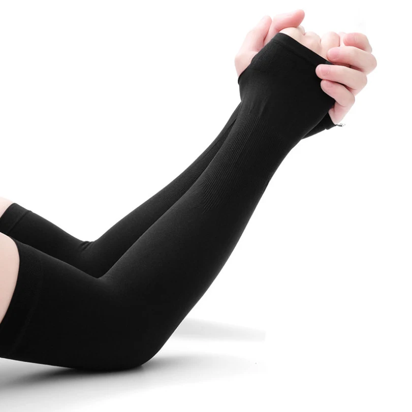 Guantes hasta el codo para mujer, guantes largos sin dedos, manoplas para codo, guantes sin dedos, mangas para brazo y muñeca, accesorios de verano, 2025: Negro