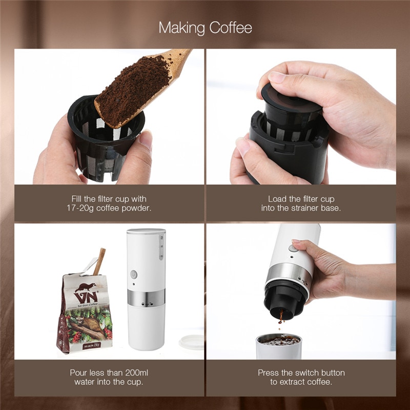 200ml Mini Coffee Machine Portable Coffee Maker Hourglass American Manual Handheld Espresso Coffee Maker for Home Travel