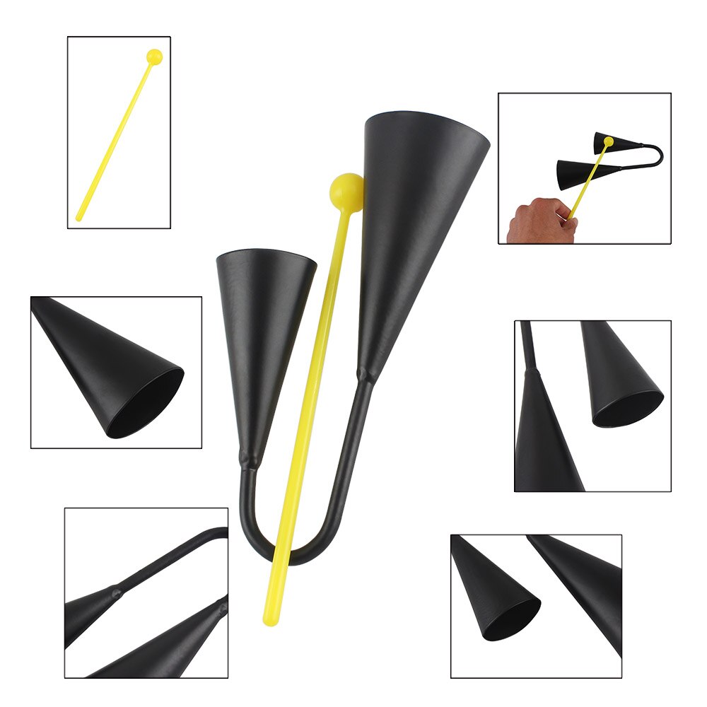 Two Tone Metal A-go-go Bell Cowbell Percussion Instrument with Striker