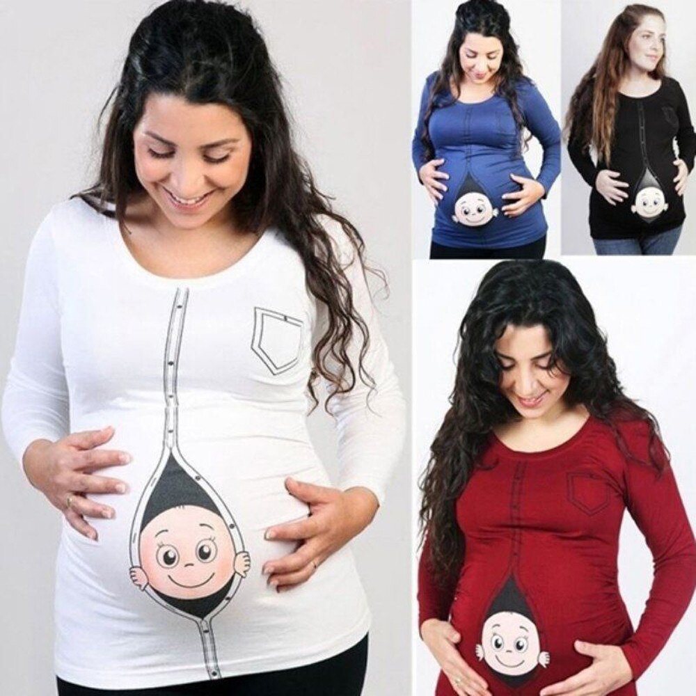 Morsom trykt barsel t-shirt gravid tøj kvinder barsel kortærmet tegneserie t-shirt graviditet sommer ropa embarazada