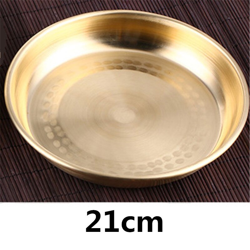 Plate thickened copper plate dinner plate fruit plate wedding plate tray steamed fish chicken plate household and commercial: 21cm