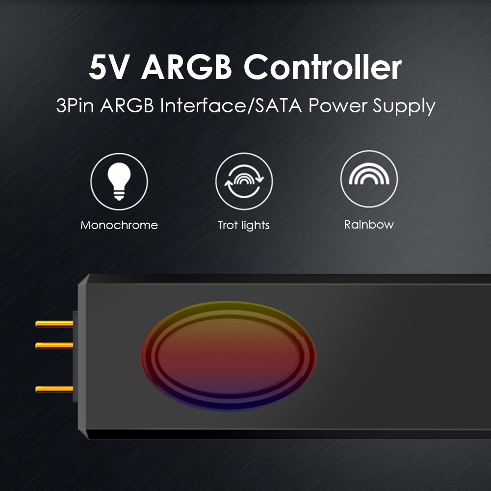 5V Argb Controller 3Pin Sata Voeding Desktop Computer Afstandsbediening Voor Chassis Fan Led Verlichting Water Cooler