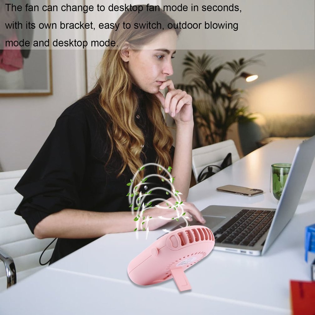 Usb Mini Draagbare Ventilator Met Riem Opknoping Nek/Desktop/Handheld Fan 3-Wind Snelheid 30dB Low Noise type-C Fans Met Stand