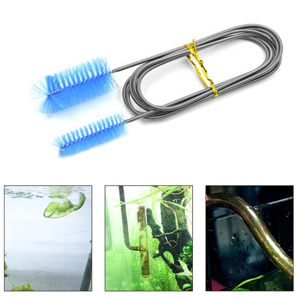 Cepillo de limpieza de tuberías de Acuario, tubo de aire Flexible, manguera de doble extremo, herramienta de limpieza de filtro de agua de tanque de peces, herramienta de lavado de nailon, 155cm