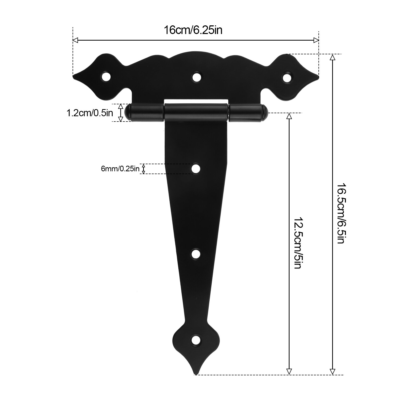 1 Pc Zwart Schuur Schuur Deur Scharnieren Zware Poort Scharnieren 5/6/8 Inch Band Scharnieren Voor Houten Hekken decoratieve Scharnieren Met Schroeven: 5 inh