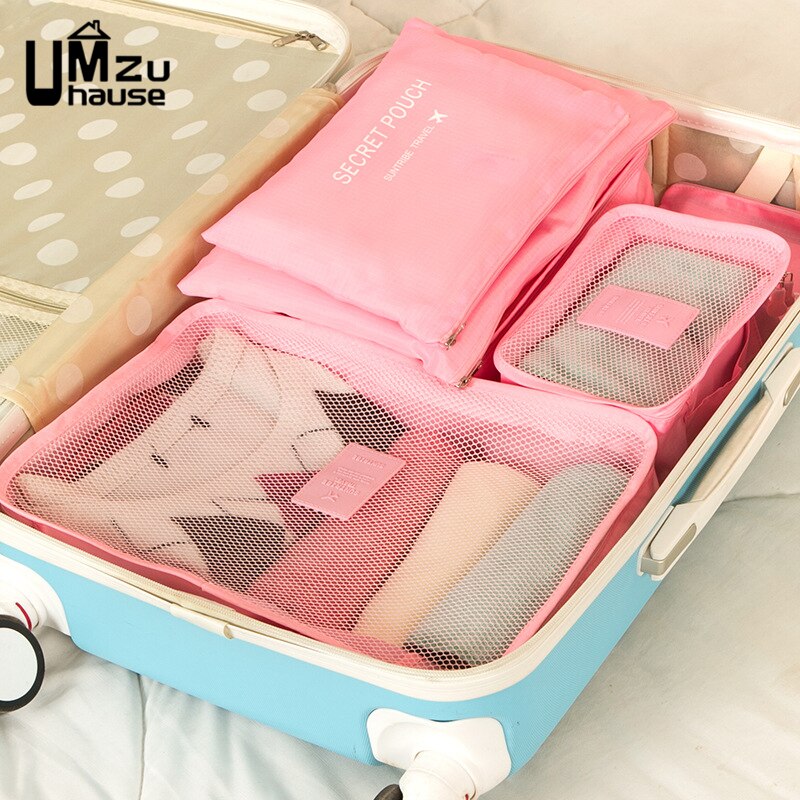 6Pcs Travel Suitcase Storage Bags Set Luggage Organizer Pack Home Organization Reusable Fabric Underwear Clothes Cosmetic Packet