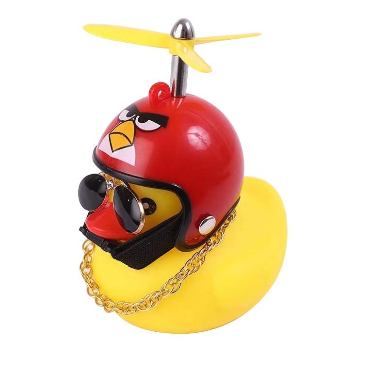 Bonito pato amarillo con hélice para casco, rompevientos de goma, sonido al estrujar, adornos de decoración para coche, accesorios: 10