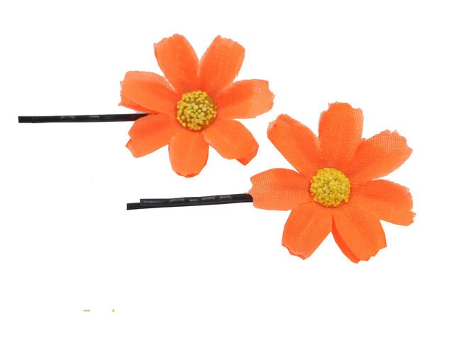 Fresh White Daisy Hair Pins Artificial Fabric Flowers Clips for Women Accessories Bride Jewelry Bridal Head Piece Party Headwear: Orange DFA208