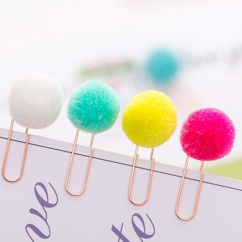 Bola de Pelo de metal rosa dorado para mujer, clip de papel de modelado, papelería escolar, suministros decorativos para fotos, papelería, 1 ud.