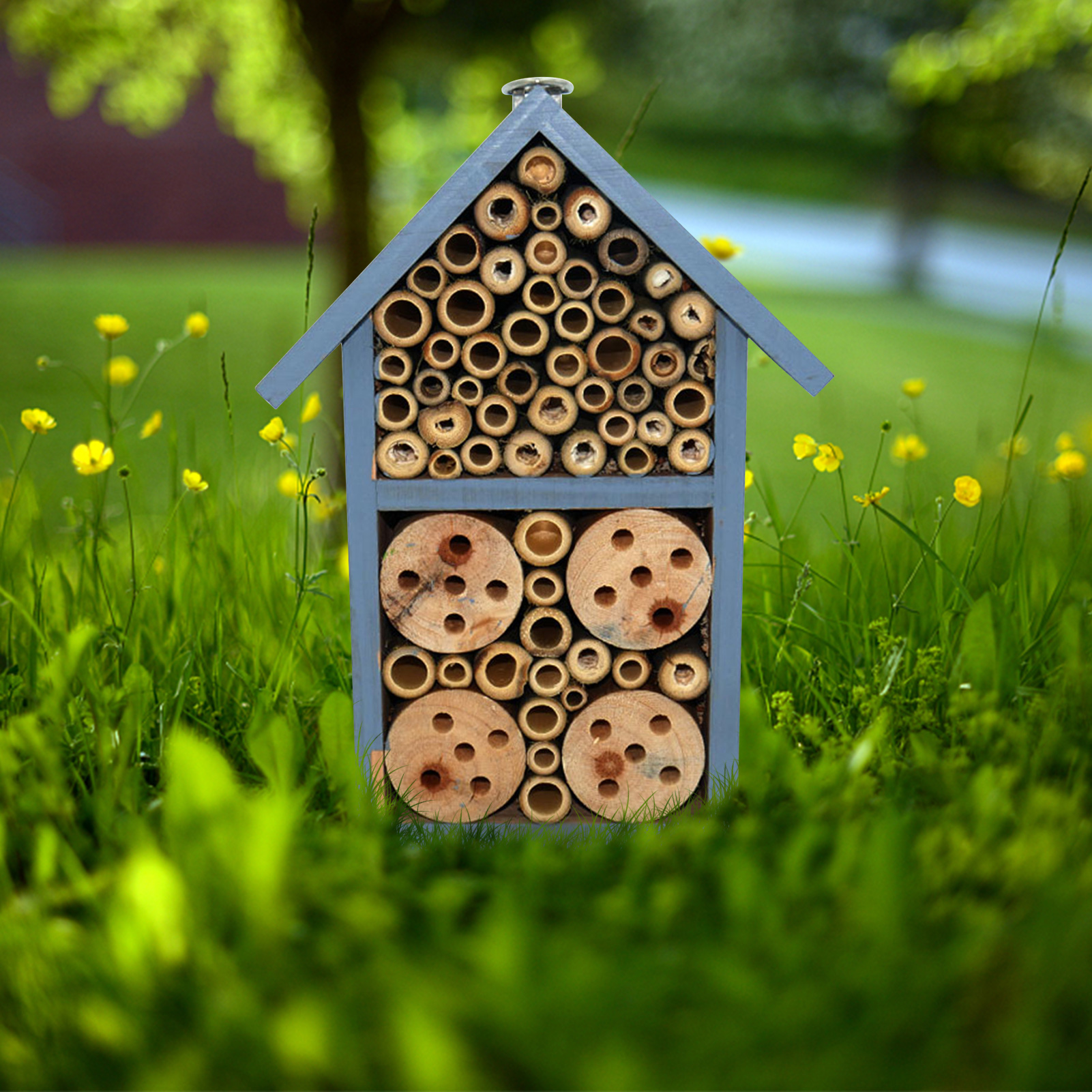 Painted Wooden Insect Bee House Wood Bug Room Hotel Shelter Garden Decoration Nests Box Insects Box Functional