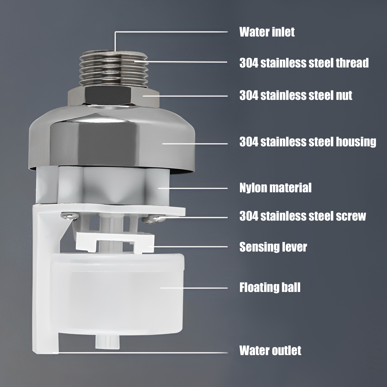 1/2 PCS Floating Ball Valve Automatic Water Level Control Valve 1/2 Stainless Steel Water Tank Valve Safe Water Tower Shutoff