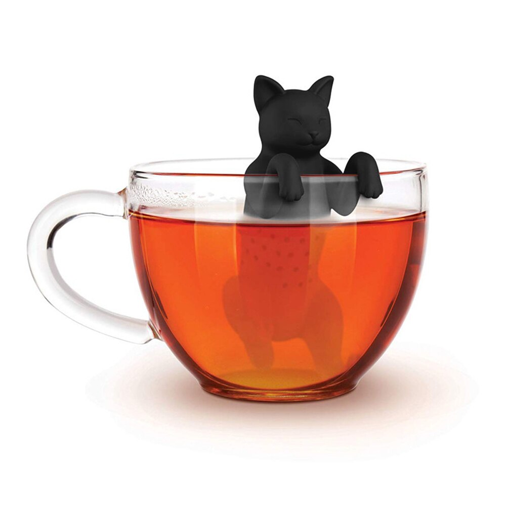 Pet Cat Tea Infuser Food Grade Silicone Rubber Purrtea Animal Tea Filter Tea Straine Black Grey Herbal Filter Spice Diffuser: Black